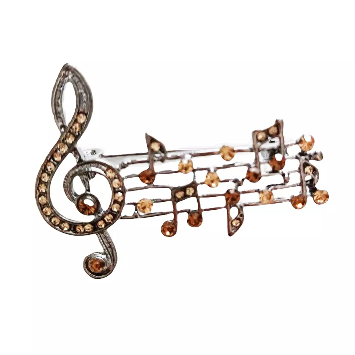 les trésors de lily Broche Créateur 'Musique' ambre argenté 45x35 mm [R8524]