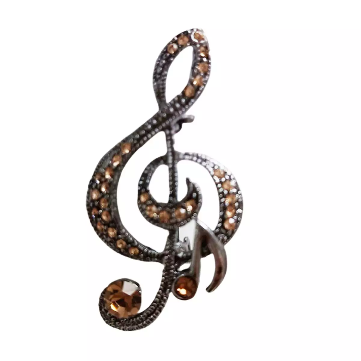les trésors de lily Broche Créateur 'Musique' ambre argenté (clé de sol) 45x23 mm [R8526]