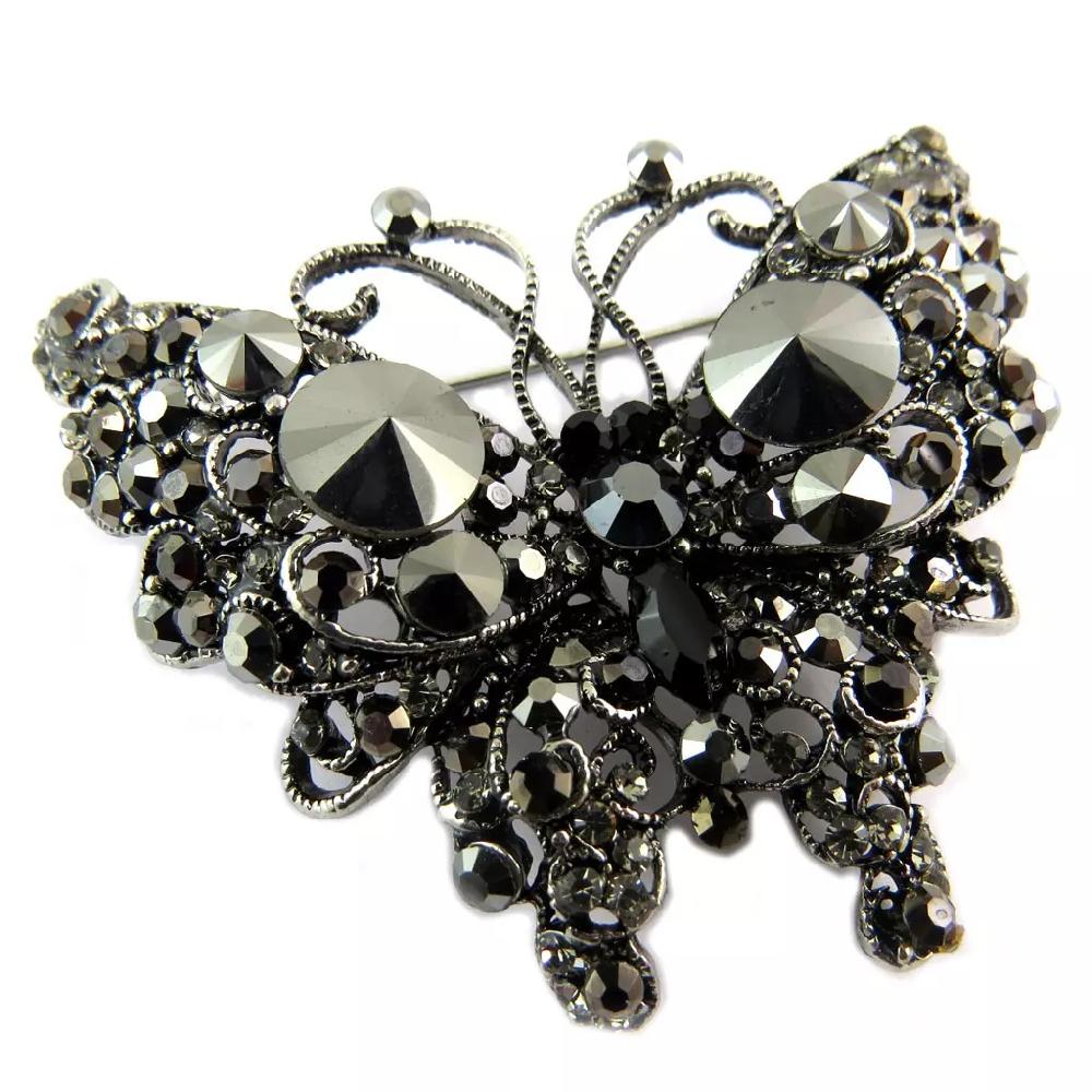 les trésors de lily Broche Créateur 'Papillon' gris 60x50 mm [P8468]