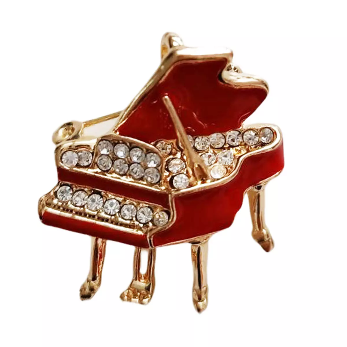 les trésors de lily Broche Créateur 'Piano à Queue' rouge doré 30x30 mm [R8530]