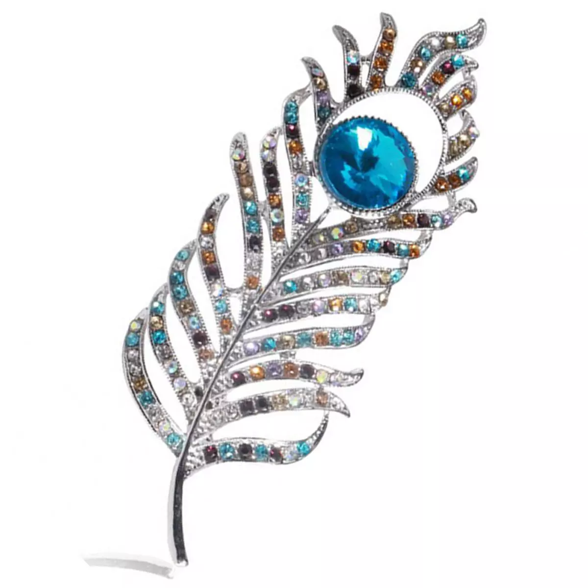les trésors de lily Broche Créateur 'Plume de Paon' bleu multicolore 100x30 mm [R7293]