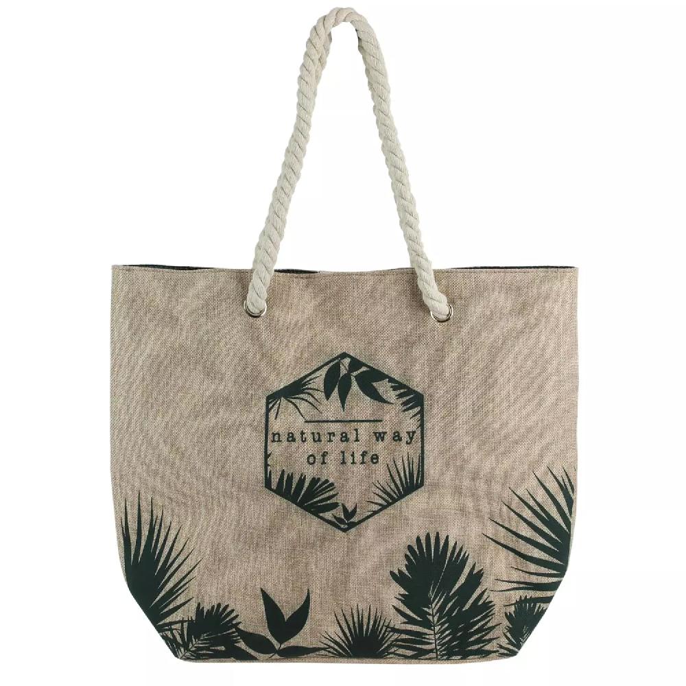 Les Trésors De Lily Cabas De Plage 'Jungle' Beige Vert (Natural Way Of Life) 37x445x15 Cm [Q4382]