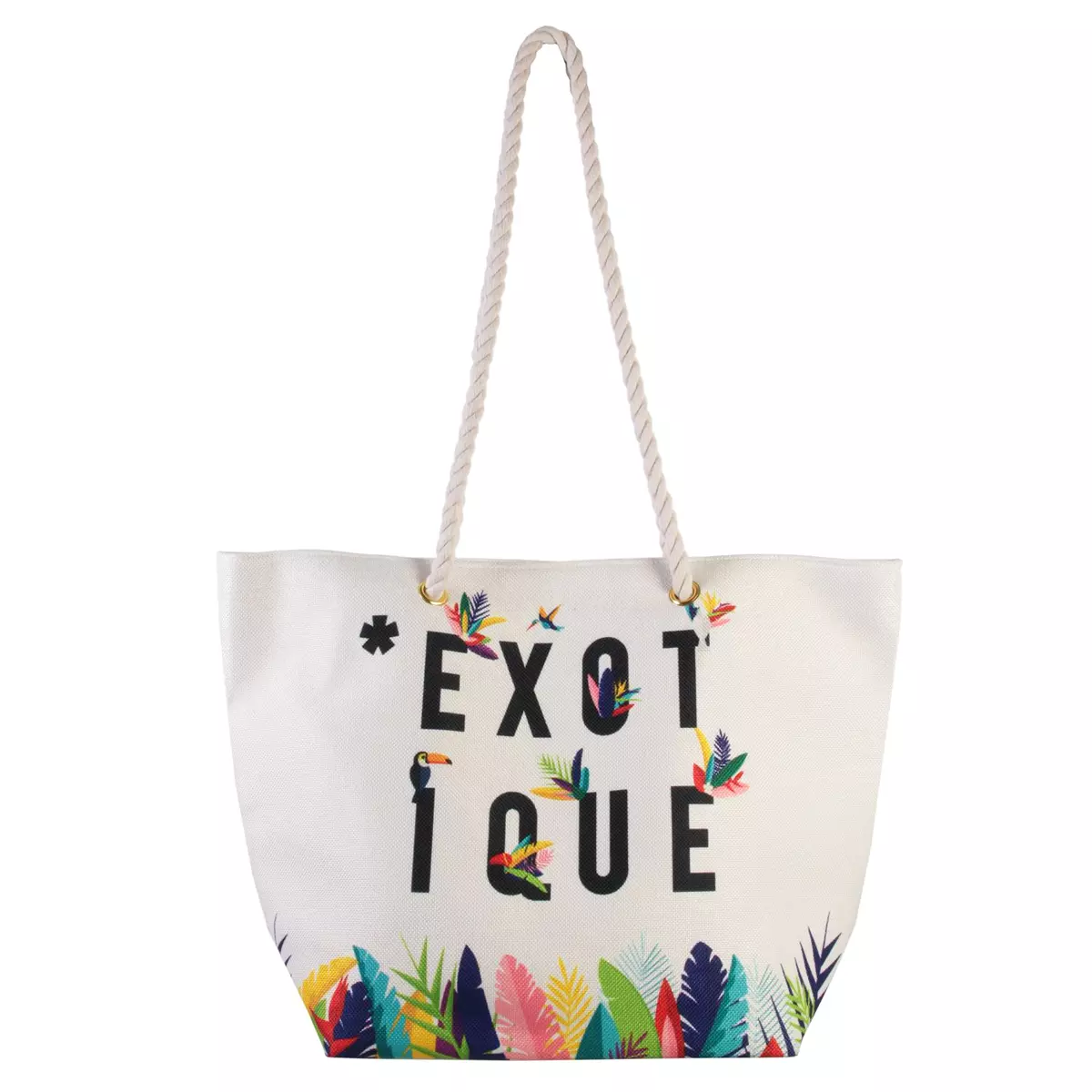 Les Trésors De Lily Cabas De Plage 'Tropical' Blanc Multicolore (exotique) 45x35x15 Cm [Q7778]