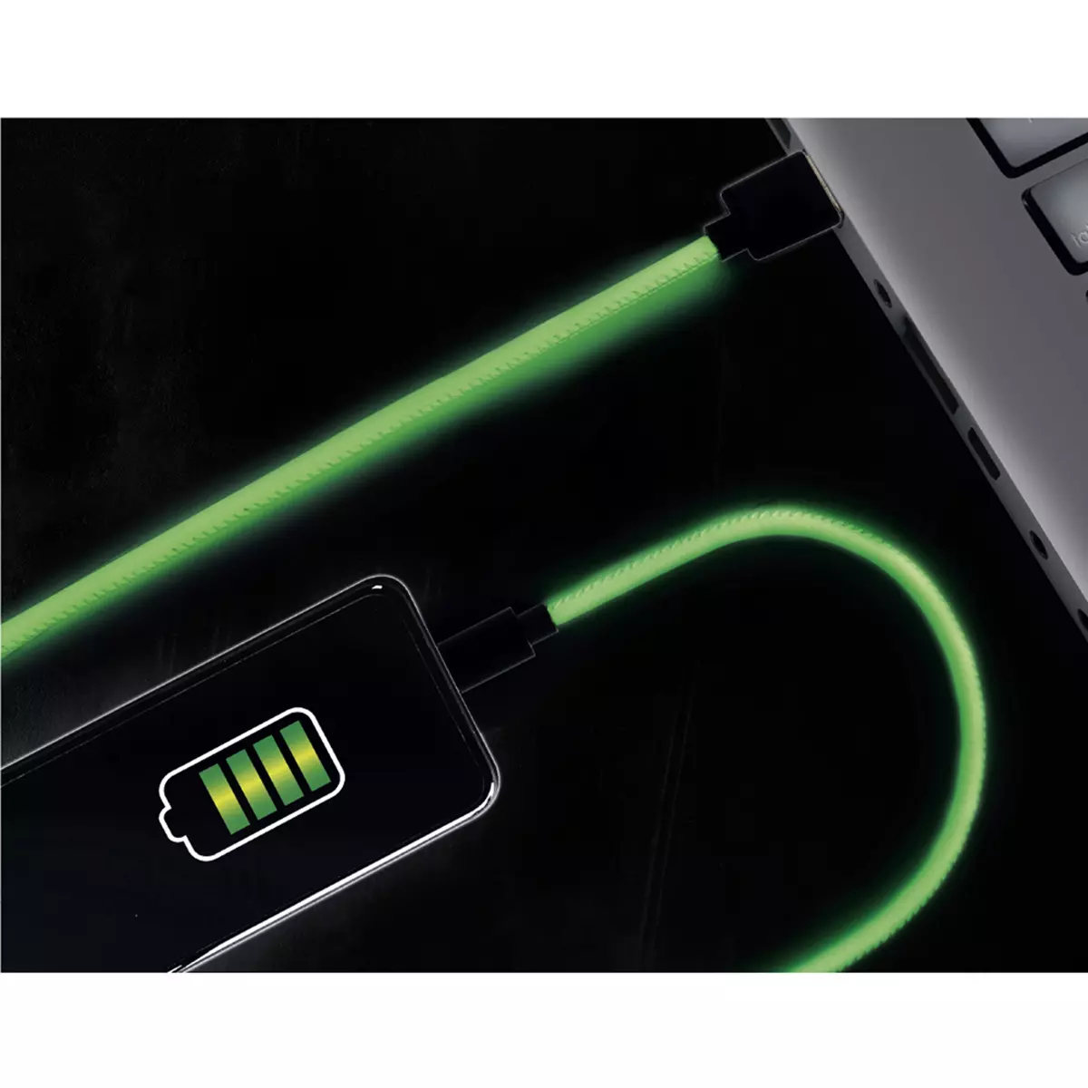Les Trésors De Lily Cable De Charge Rapide 2A USB Type C Android Phosphorescent 2 M [A1223]