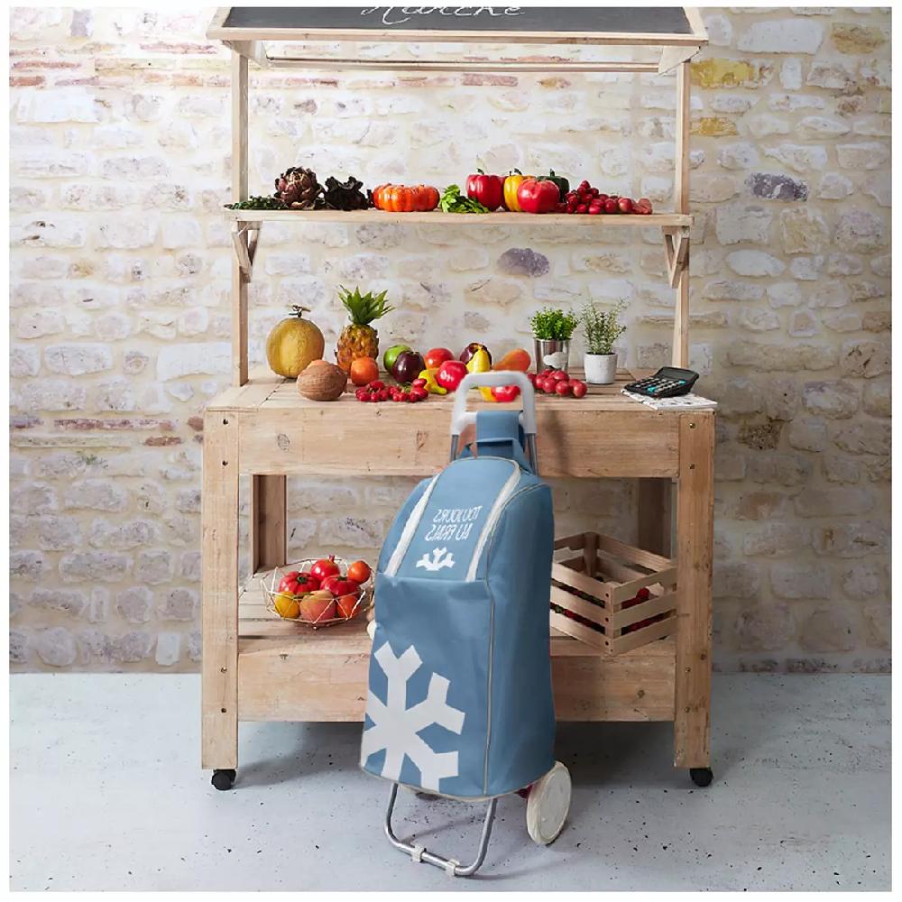 Les Trésors De Lily Caddy De Course / Chariot Shopping 'Fraicheur' Bleu 91x36x31 Cm [A3503]