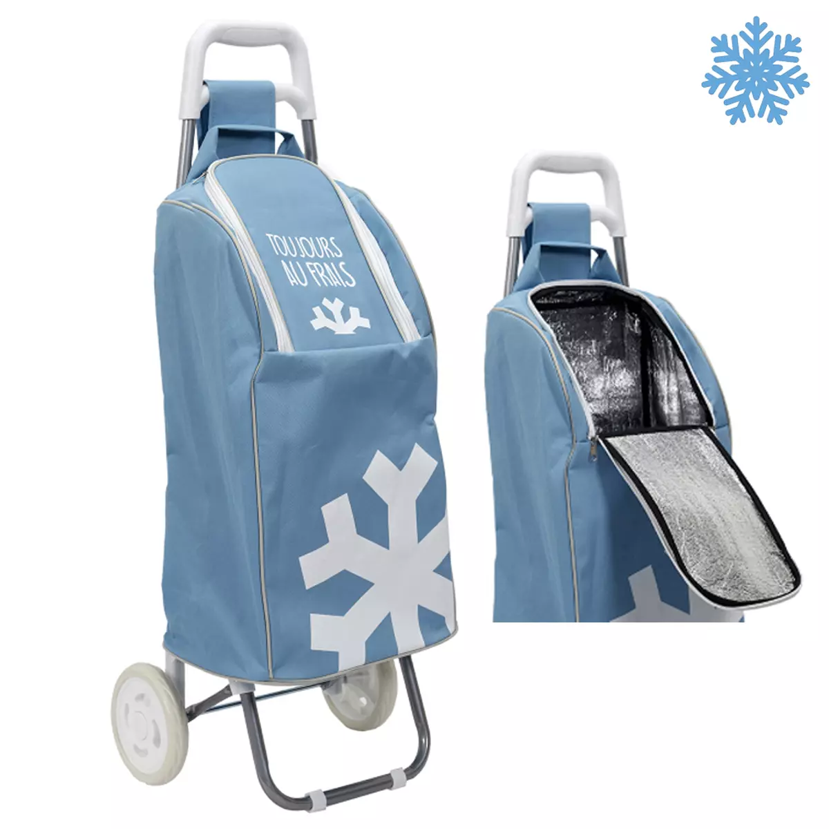 les trésors de lily Caddy de course / Chariot shopping 'Fraicheur' bleu 91x36x31 cm [A3503]
