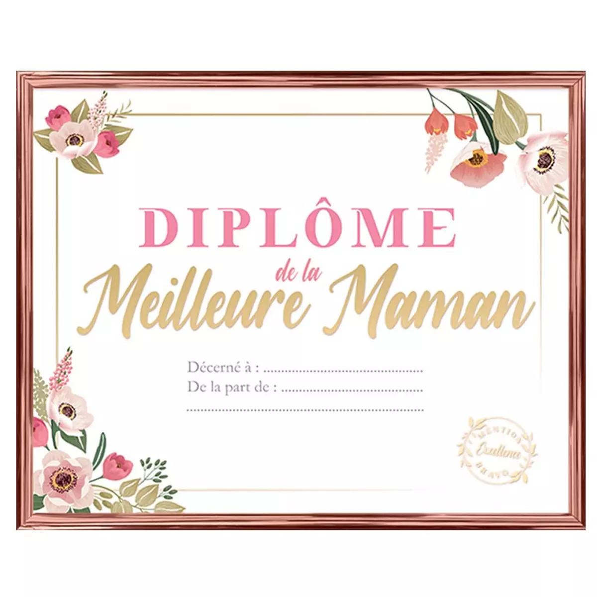 Les Trésors De Lily Cadre Diplôme De La 'Meilleure Maman' Multicolore 25x20 Cm [A3442]