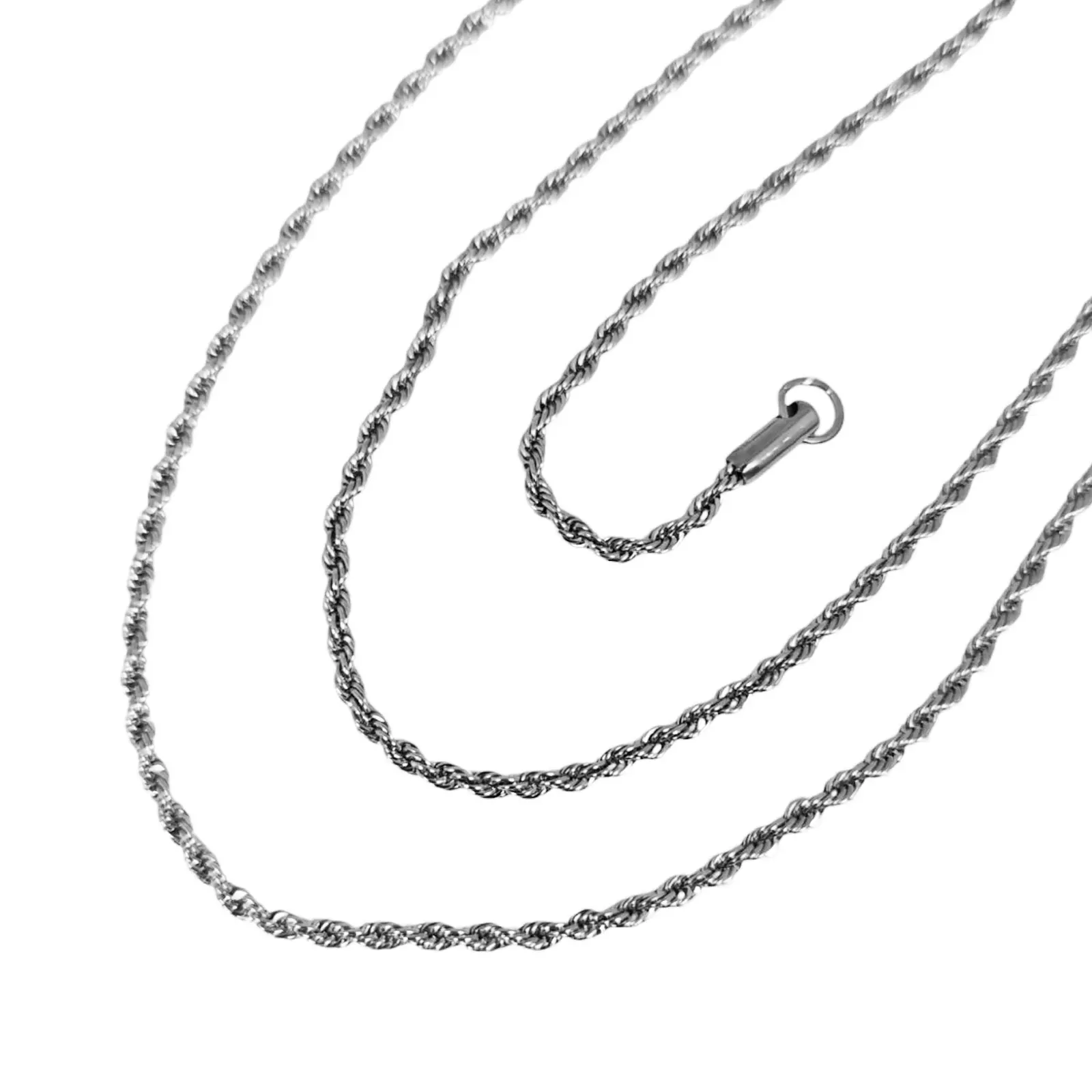 les trésors de lily Chaîne Acier 'Corde' argenté 60 cm 2 mm [S1364]