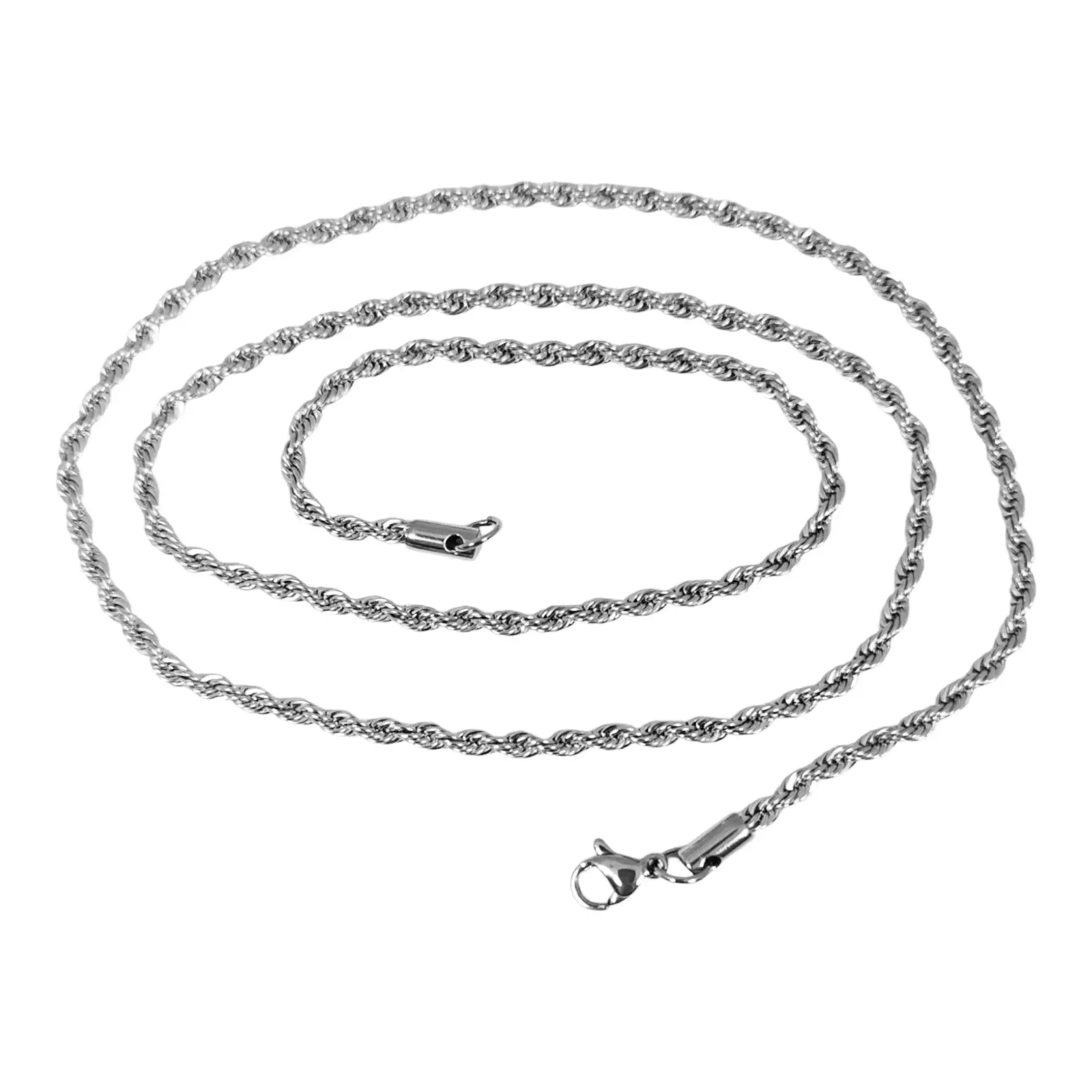 Les Trésors De Lily Chaîne Acier 'Corde' Argenté 60 Cm 3 Mm [S1367]