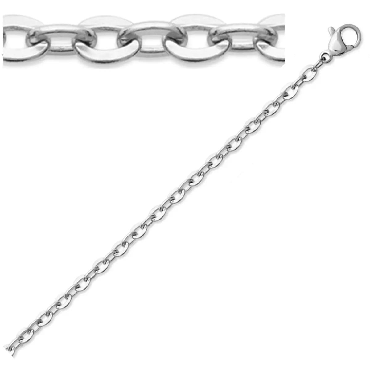 les trésors de lily Chaîne Acier 'Forçat' argenté 45 cm 3 mm [J9399]