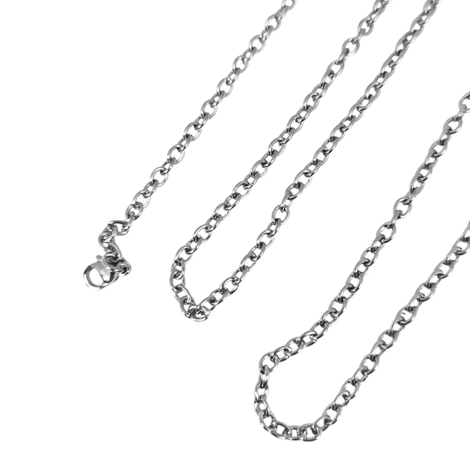 les trésors de lily Chaîne Acier 'Forçat ronde' argenté 55 cm 3 mm [S1366]