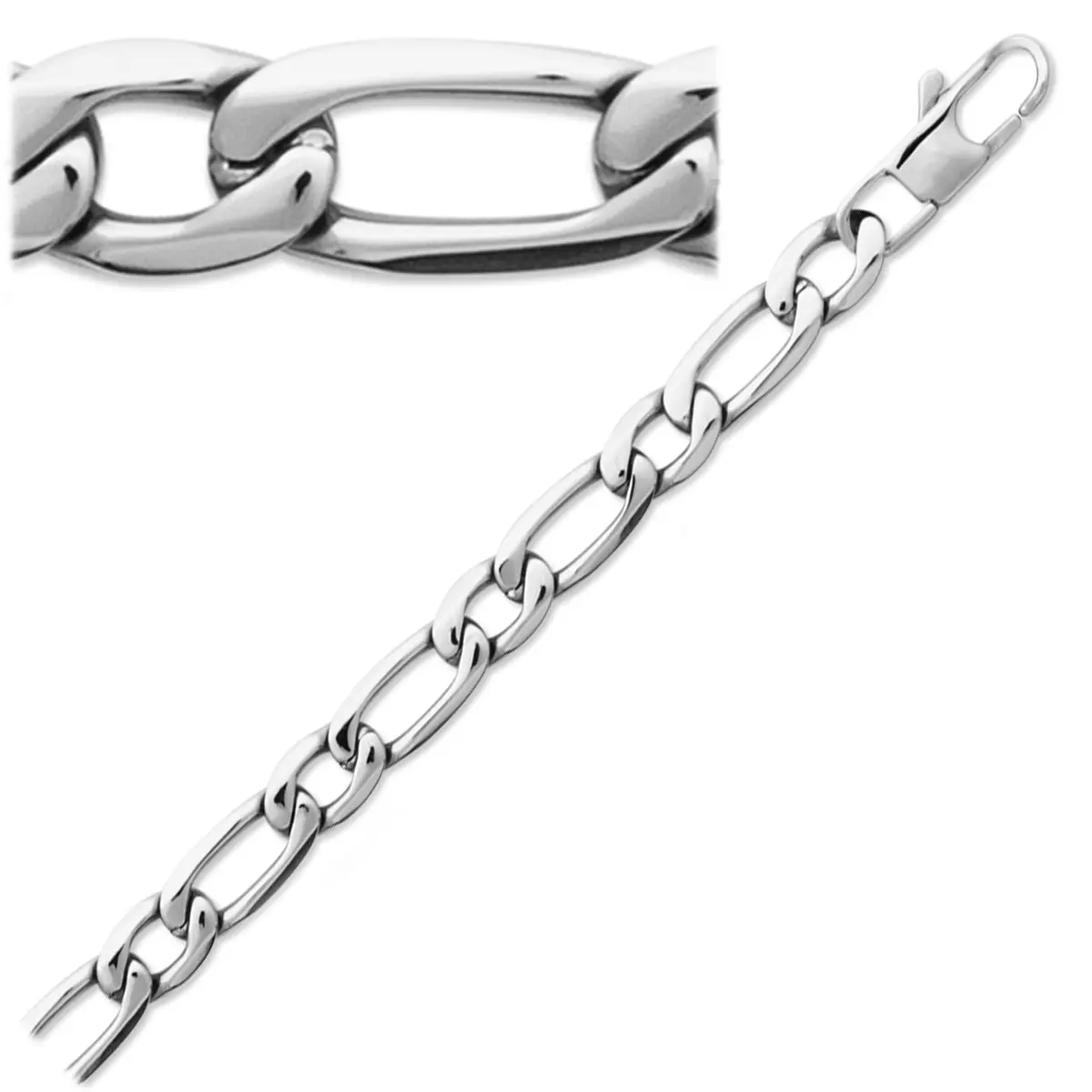 les trésors de lily Chaîne Acier 'Maille Figaro' argenté 55 cm 6 mm [J9358]