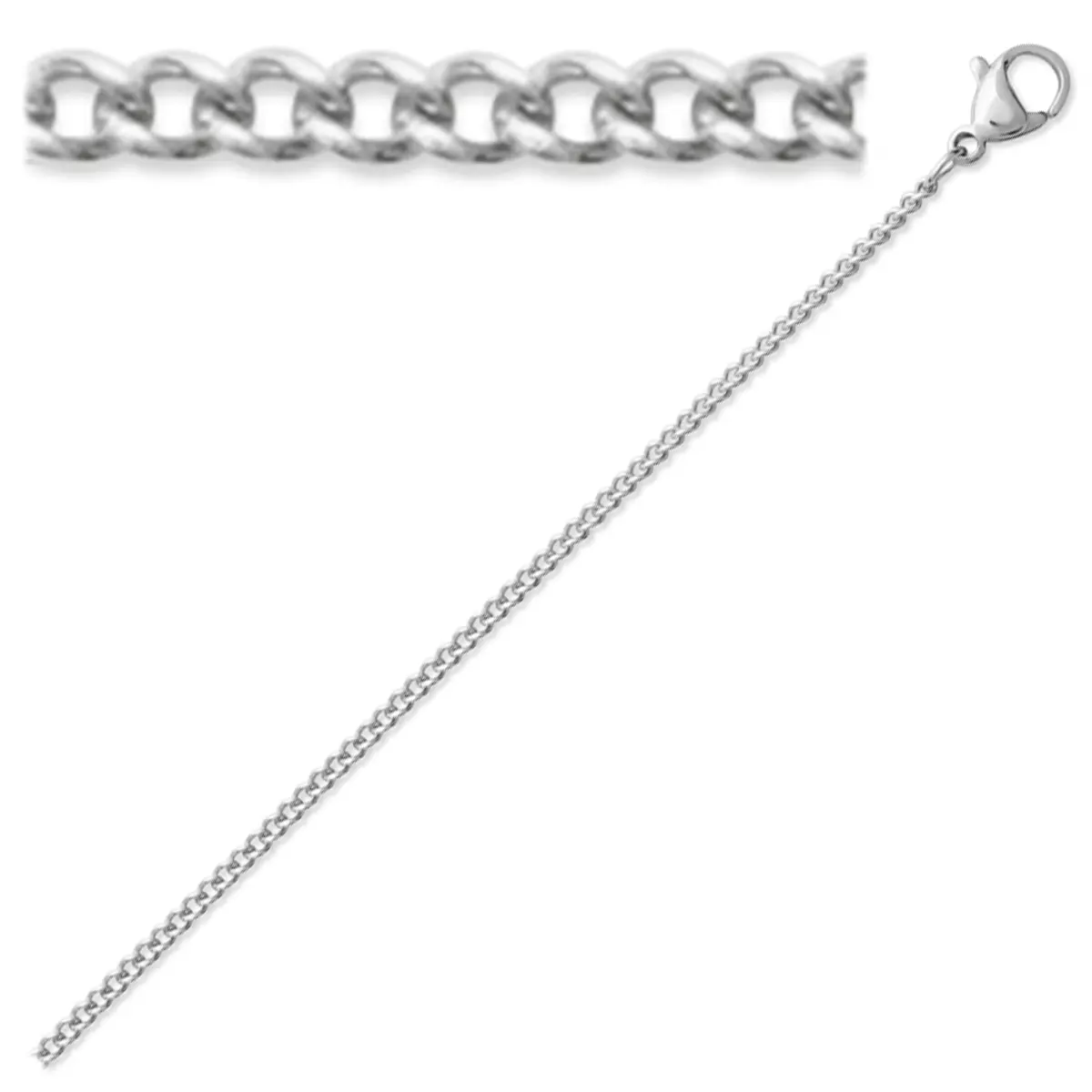 les trésors de lily Chaîne Acier 'Maille Gourmette' argenté 45 cm 15 mm [J9392]