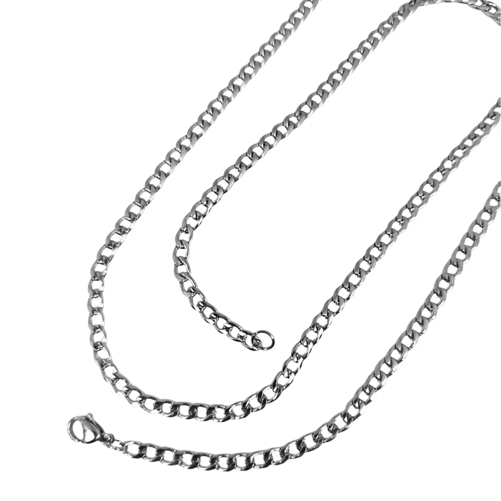 les trésors de lily Chaîne Acier 'Maille Gourmette Cubaine' argenté 60 cm 3 mm [S1362]