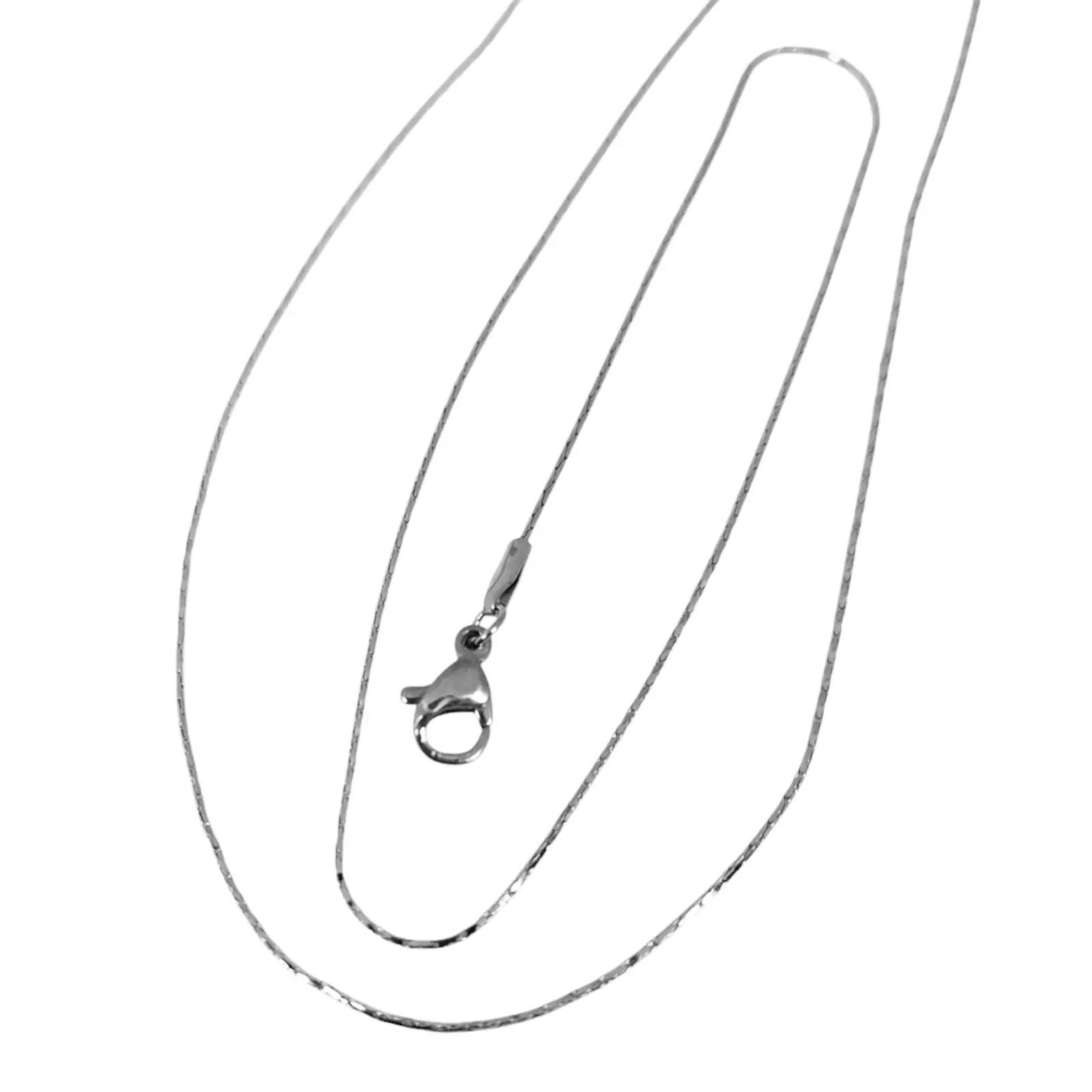 les trésors de lily Chaîne Acier 'Maille Haricot' argenté 50 cm 1 mm [S1365]