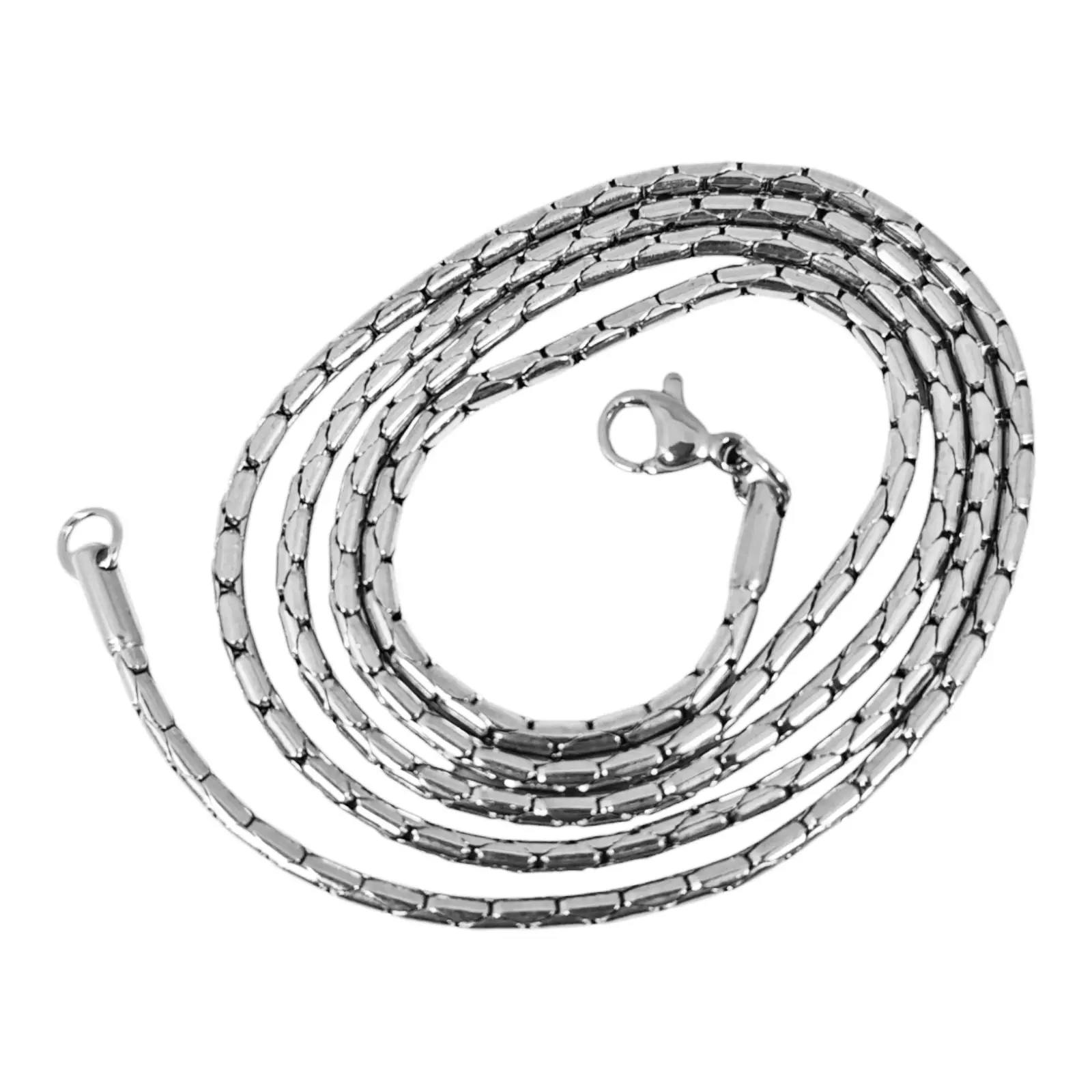 Les Trésors De Lily Chaîne Acier 'Maille Haricot' Argenté 55 Cm 2 Mm [S1369]