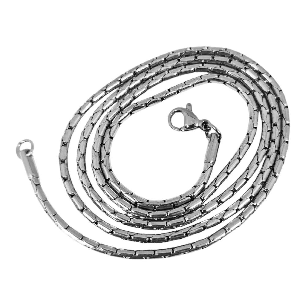 les trésors de lily Chaîne Acier 'Maille Haricot' argenté 55 cm 2 mm [S1369]