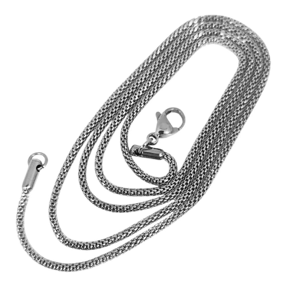 les trésors de lily Chaîne Acier 'Maille lanterne' argenté 60 cm 2 mm [S1368]