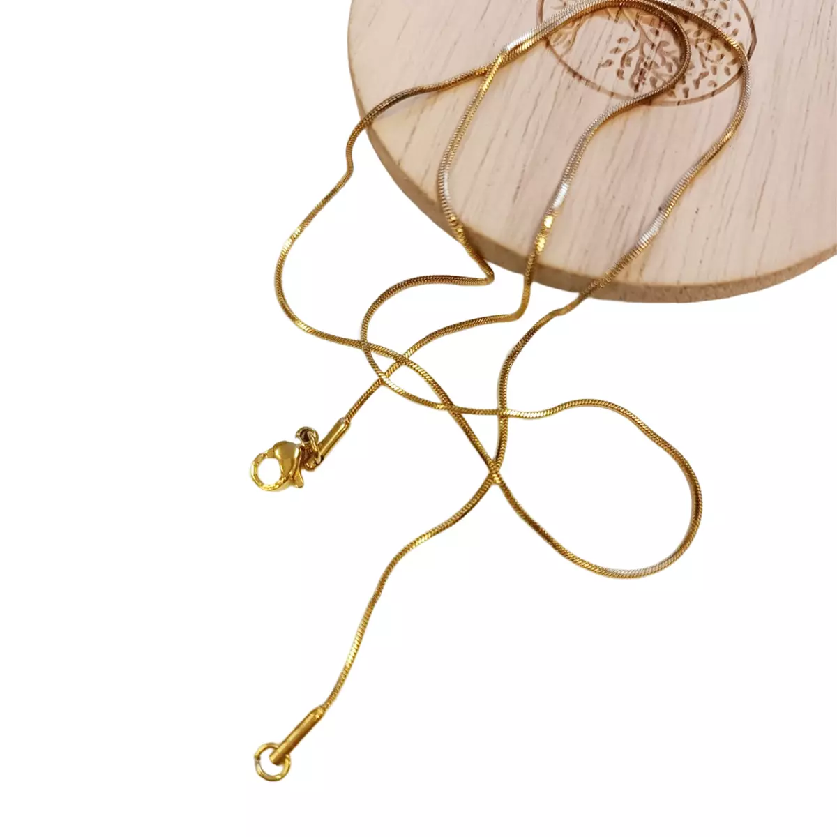 les trésors de lily Chaîne Acier 'Maille Serpent Carrée' doré 45 cm 1 mm [R8077]