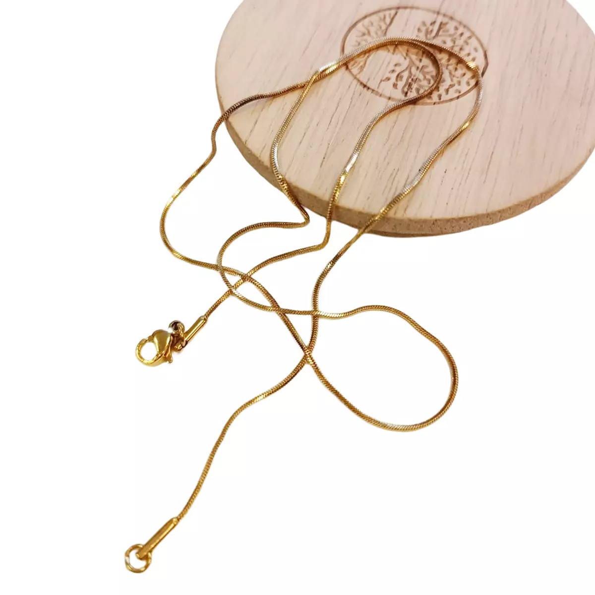 Les Trésors De Lily Chaîne Acier 'Maille Serpent Carrée' Doré 50 Cm 1 Mm [R8076]