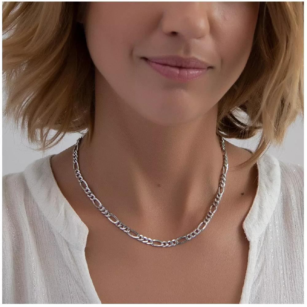 les trésors de lily Chaine Argent 'Figaro' argenté (rhodié) 42 cm 6 mm [R4752]