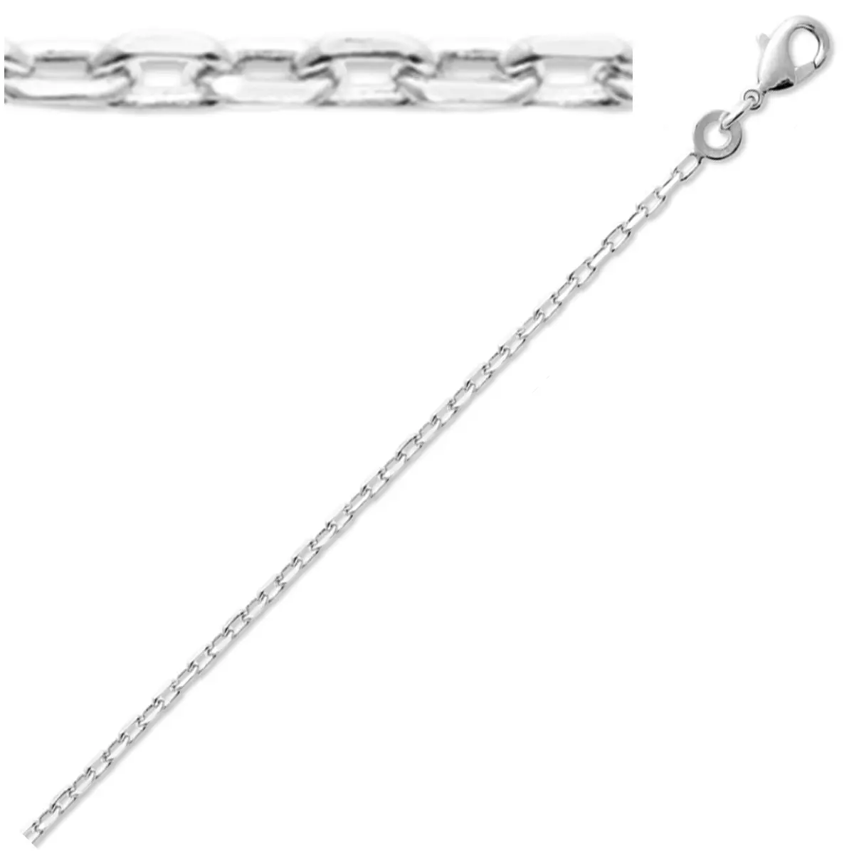 les trésors de lily Chaine Argent 'Forçat' argenté (rhodié) 45 cm 2 mm [L0491]