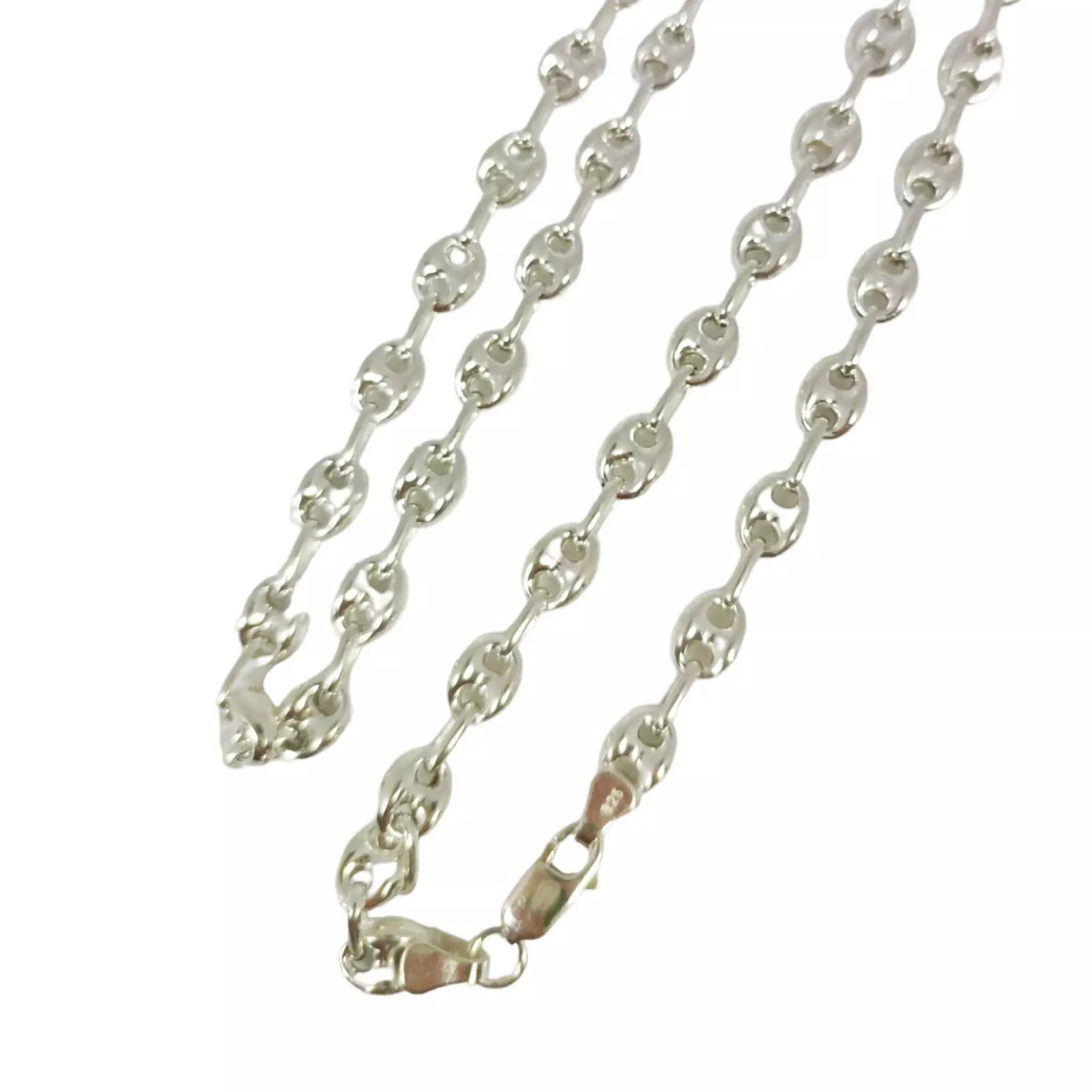 Les Trésors De Lily Chaine Argent 'Grain De Café' Argenté 50 Cm 7x5 Mm [S0194]