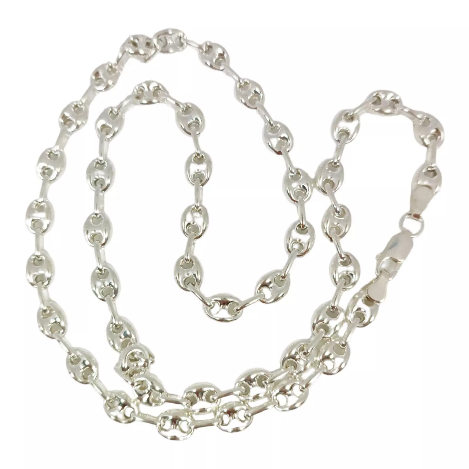 Les Trésors De Lily Chaine Argent 'Grain De Café' Argenté 50 Cm 7x5 Mm [S0194]