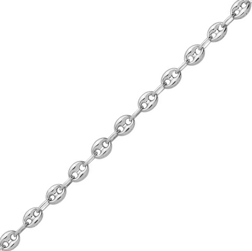 les trésors de lily Chaine Argent 'Grain de Café' argenté 50 cm 7x5 mm [S0194]