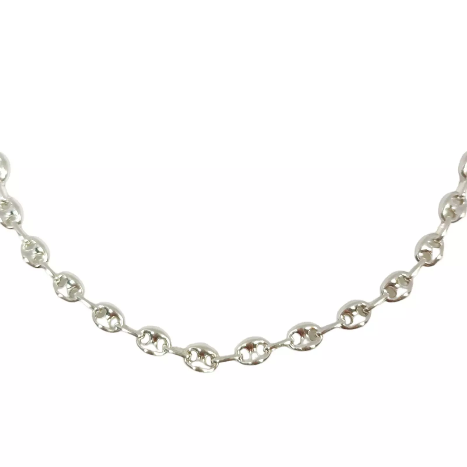 Les Trésors De Lily Chaine Argent 'Grain De Café' Argenté 50 Cm 9x7 Mm [S0193]