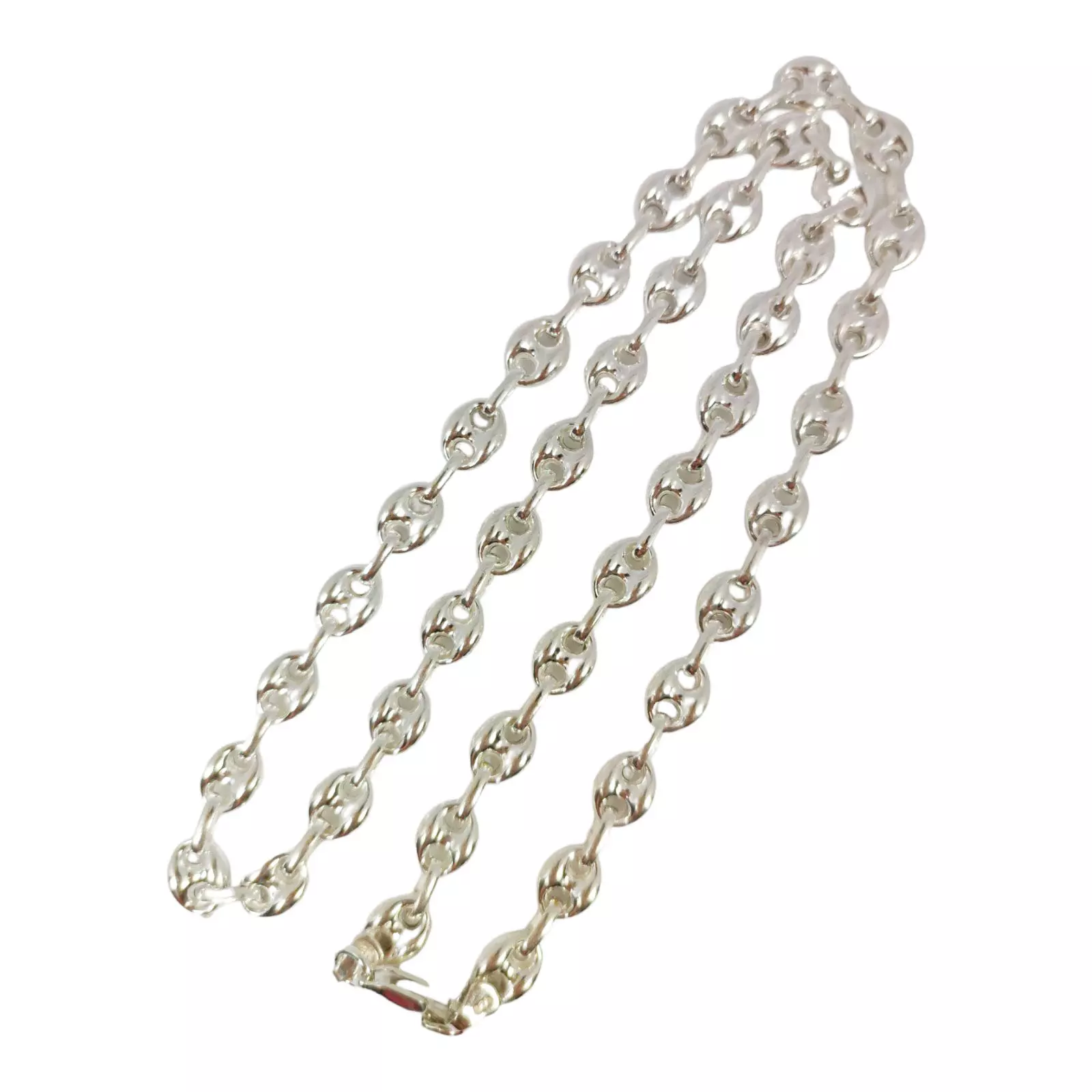 les trésors de lily Chaine Argent 'Grain de Café' argenté 50 cm 9x7 mm [S0193]