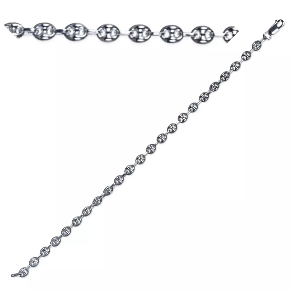 les trésors de lily Chaine Argent 'Grain de Café' argenté (rhodié) 50 cm 5 mm [N9258]