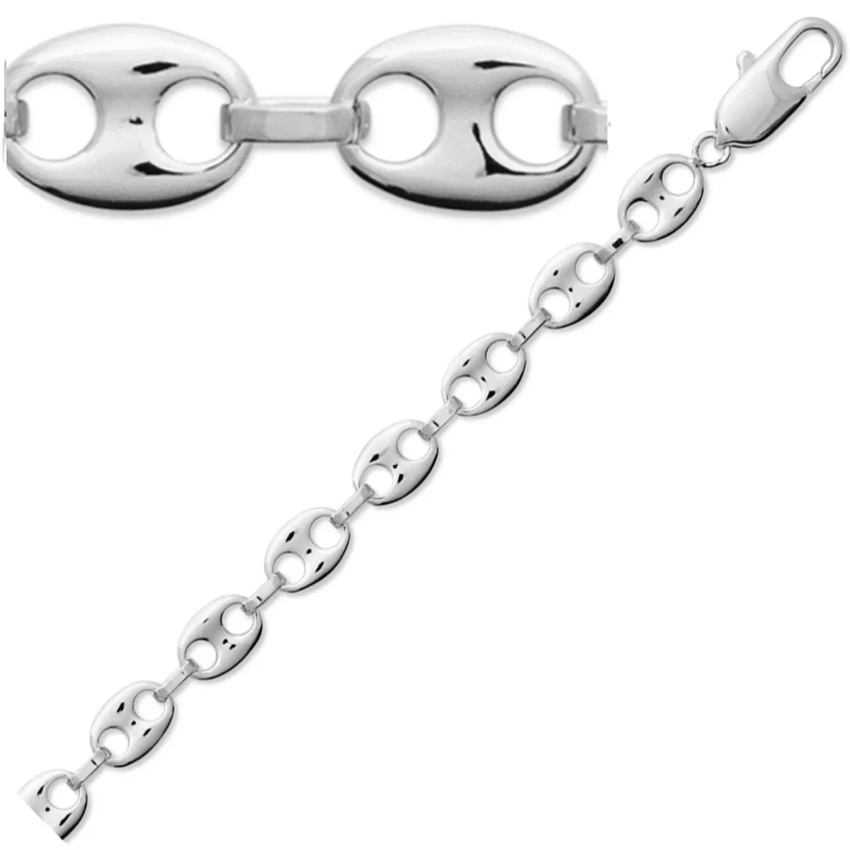 les trésors de lily Chaine Argent 'Grain de Café' argenté (rhodié) 50 cm 6 mm [Q9105]
