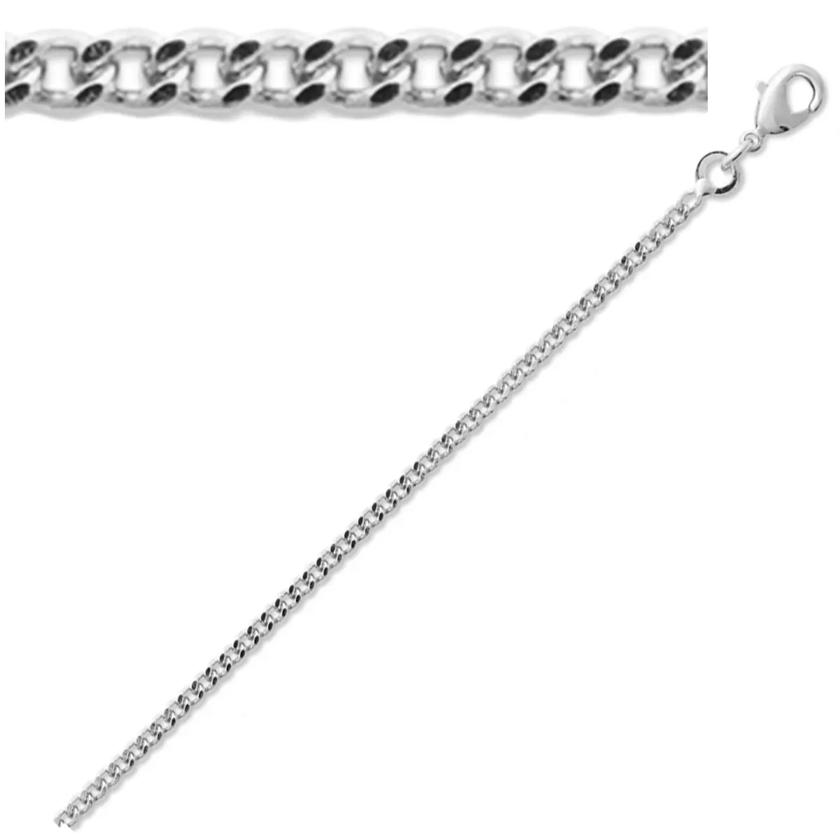 les trésors de lily Chaine Argent 'Maille Gourmette' argenté (rhodié) 50 cm 21 mm [Q9117]