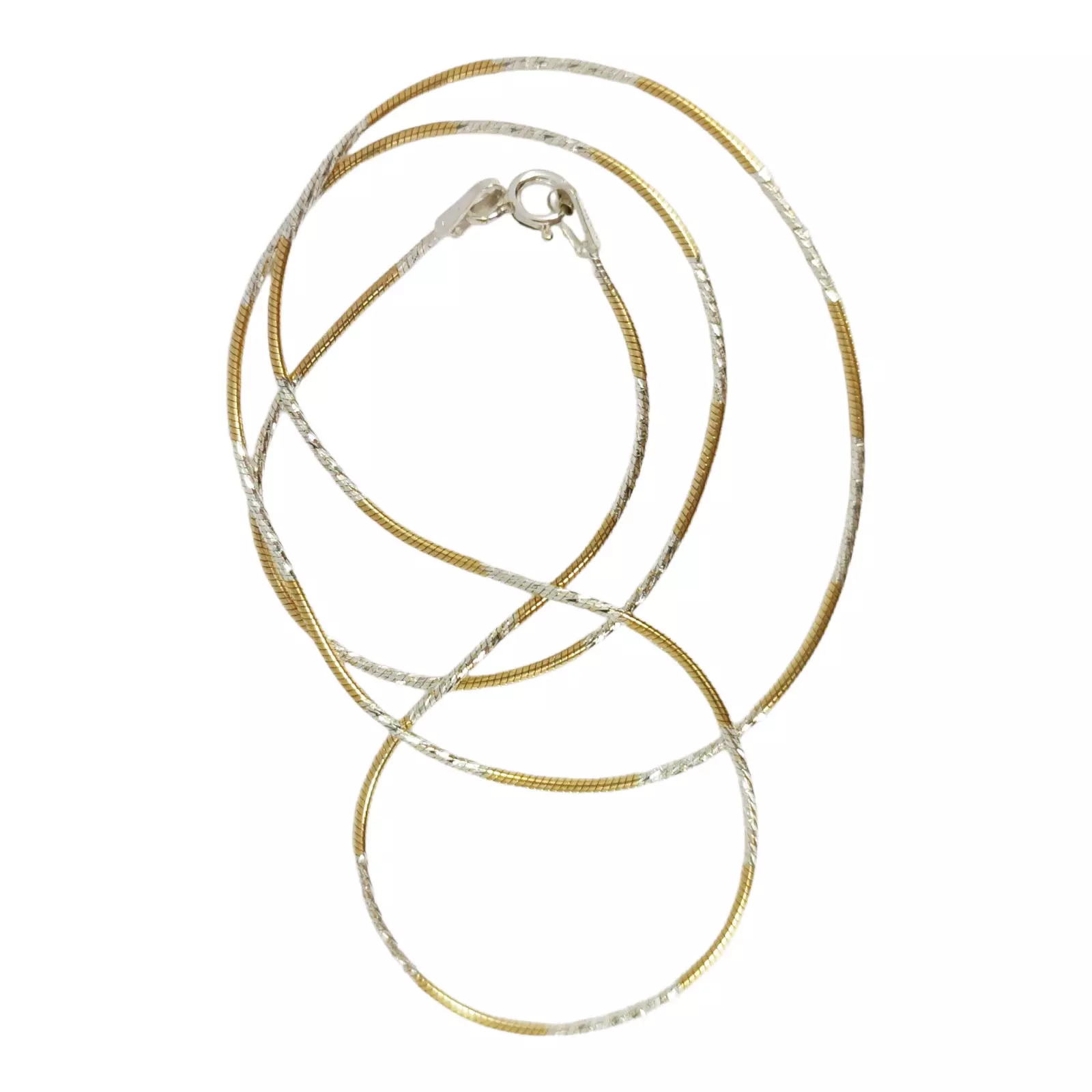 les trésors de lily Chaine Argent 'Serpent' doré argenté 42 cm 1 mm [S0197]