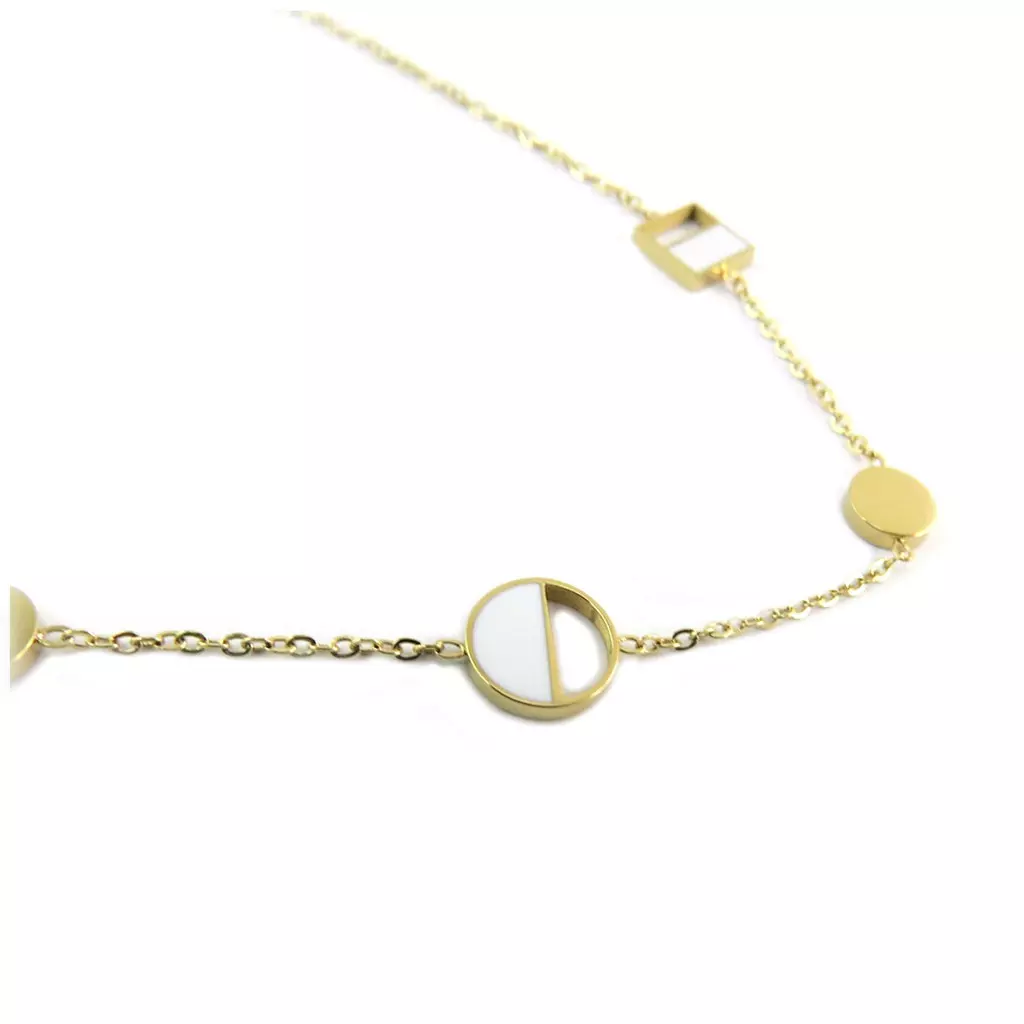 Les Trésors De Lily Chaine Cheville Acier 'Boho' Blanc Doré 255 Cm 6 Et 8 Mm [P7815]