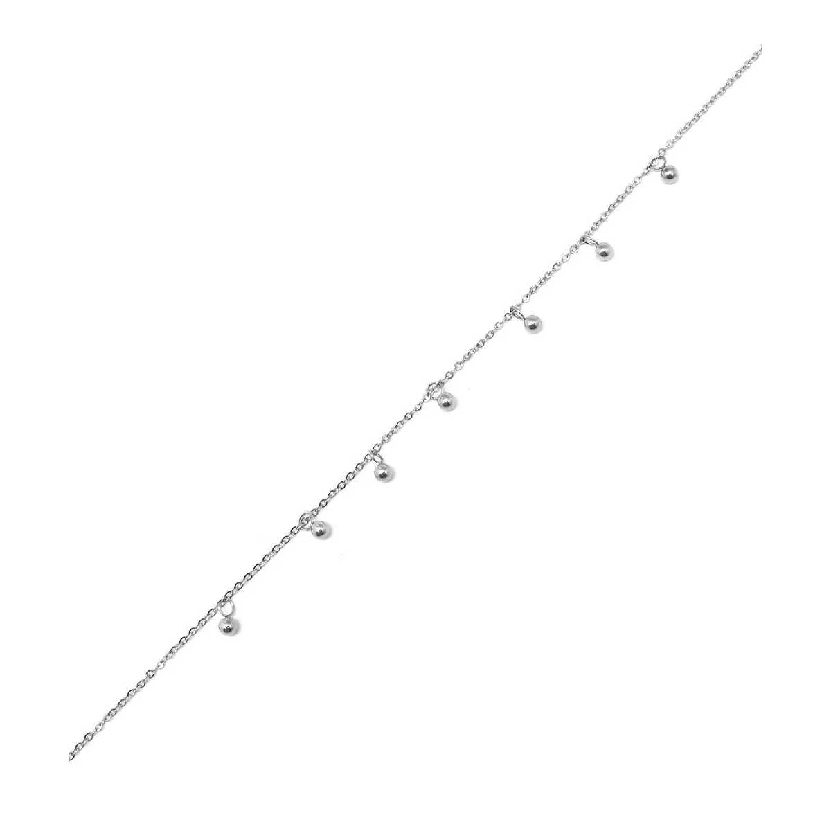 Les Trésors De Lily Chaine Cheville Acier 'Chorégraphie' Argenté Billes 3 Mm [Q0924]