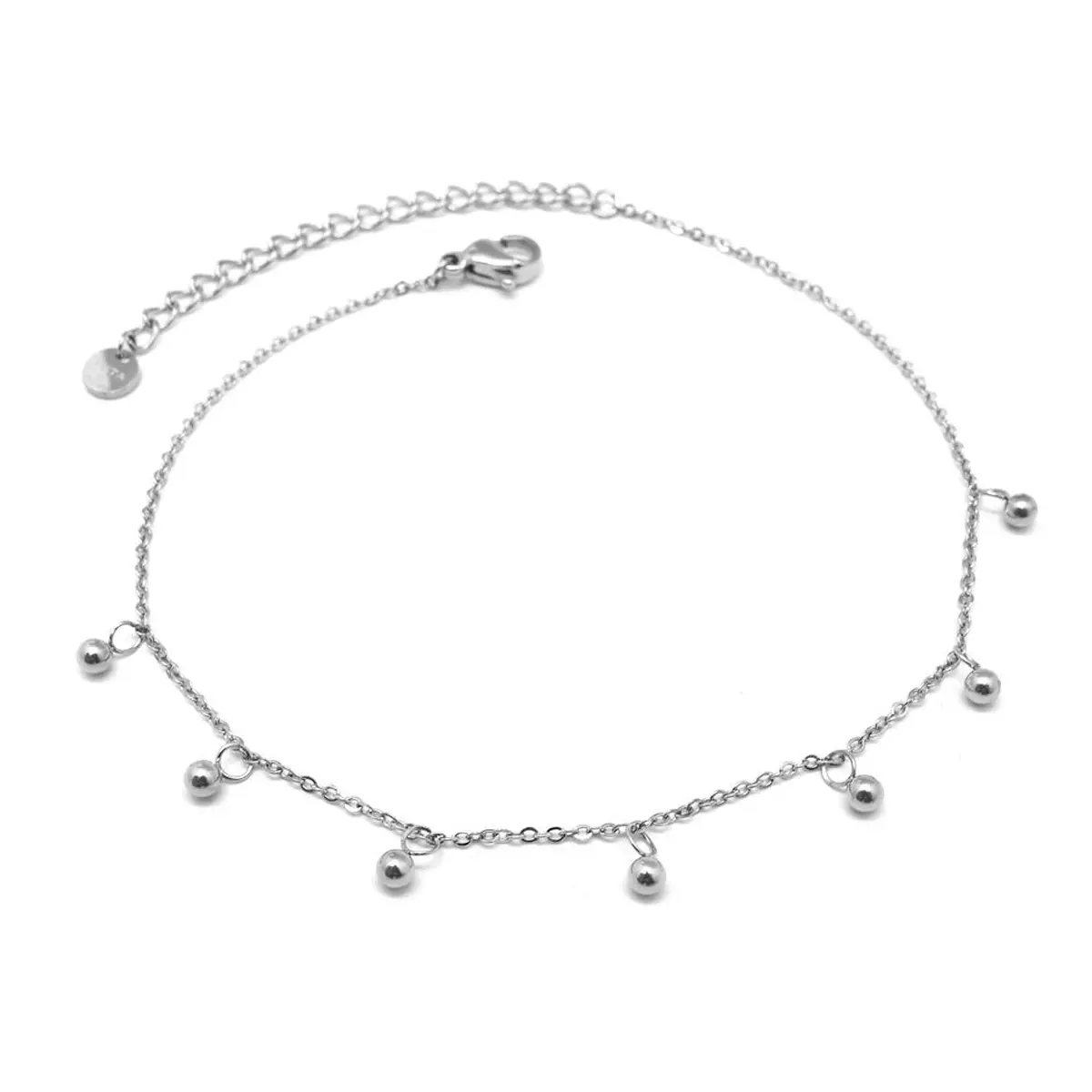 les trésors de lily Chaine cheville Acier 'Chorégraphie' argenté billes 3 mm [Q0924]