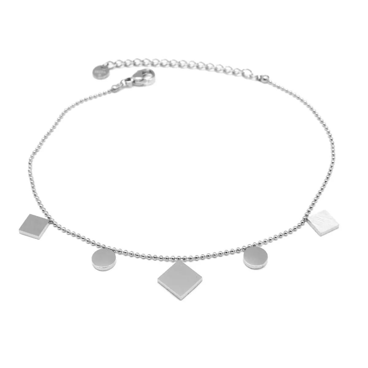 les trésors de lily Chaine cheville Acier 'Chorégraphie' argenté lozange 10x10 mm [Q0912]