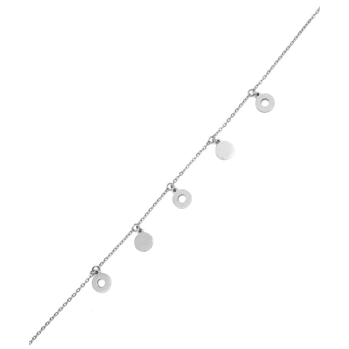 Les Trésors De Lily Chaine Cheville Acier 'Chorégraphie' Argenté Ronds 6 Mm [Q0918]