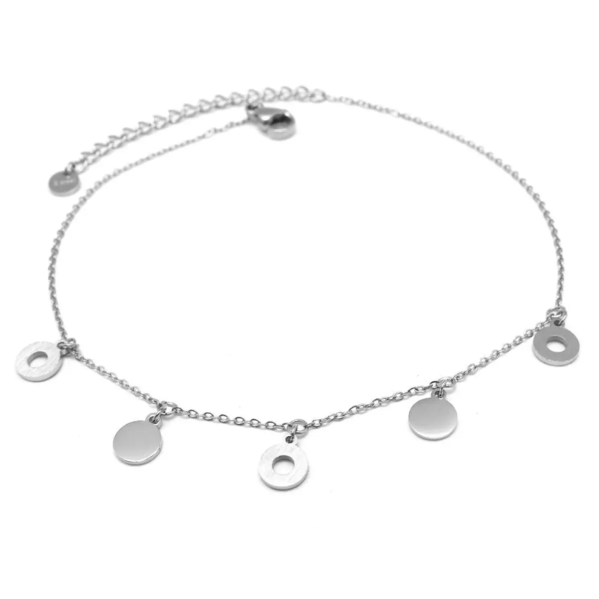 les trésors de lily Chaine cheville Acier 'Chorégraphie' argenté ronds 6 mm [Q0918]