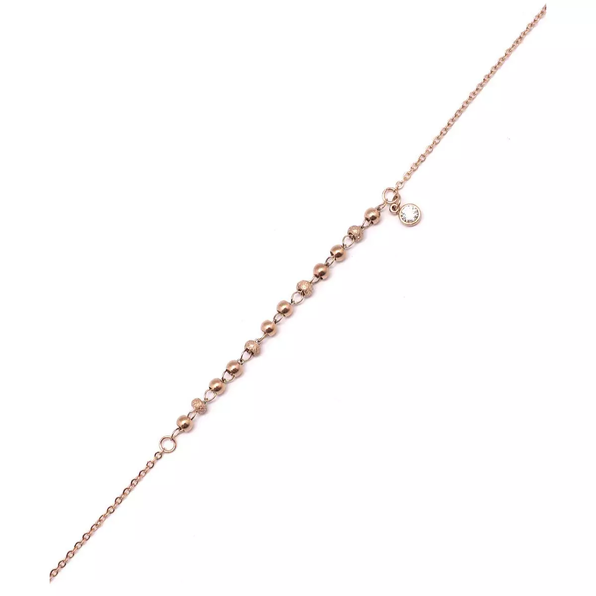 Les Trésors De Lily Chaine Cheville Acier 'Chorégraphie' Doré Rosé Billes 3 Mm Strass 4 Mm [Q0914]