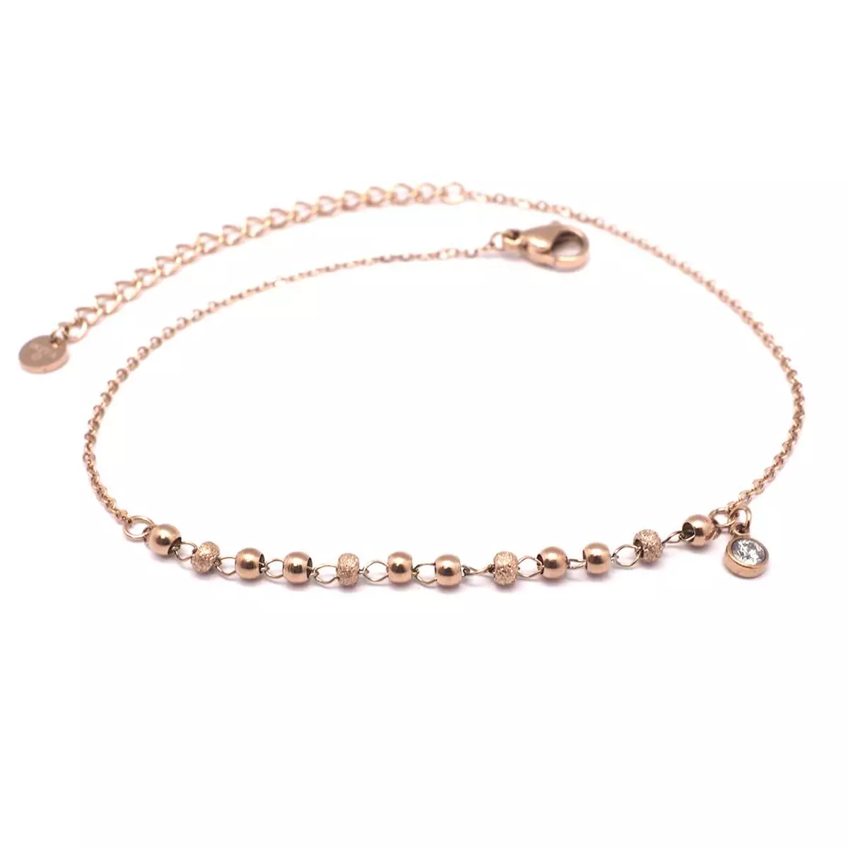 les trésors de lily Chaine cheville Acier 'Chorégraphie' doré rosé billes 3 mm strass 4 mm [Q0914]