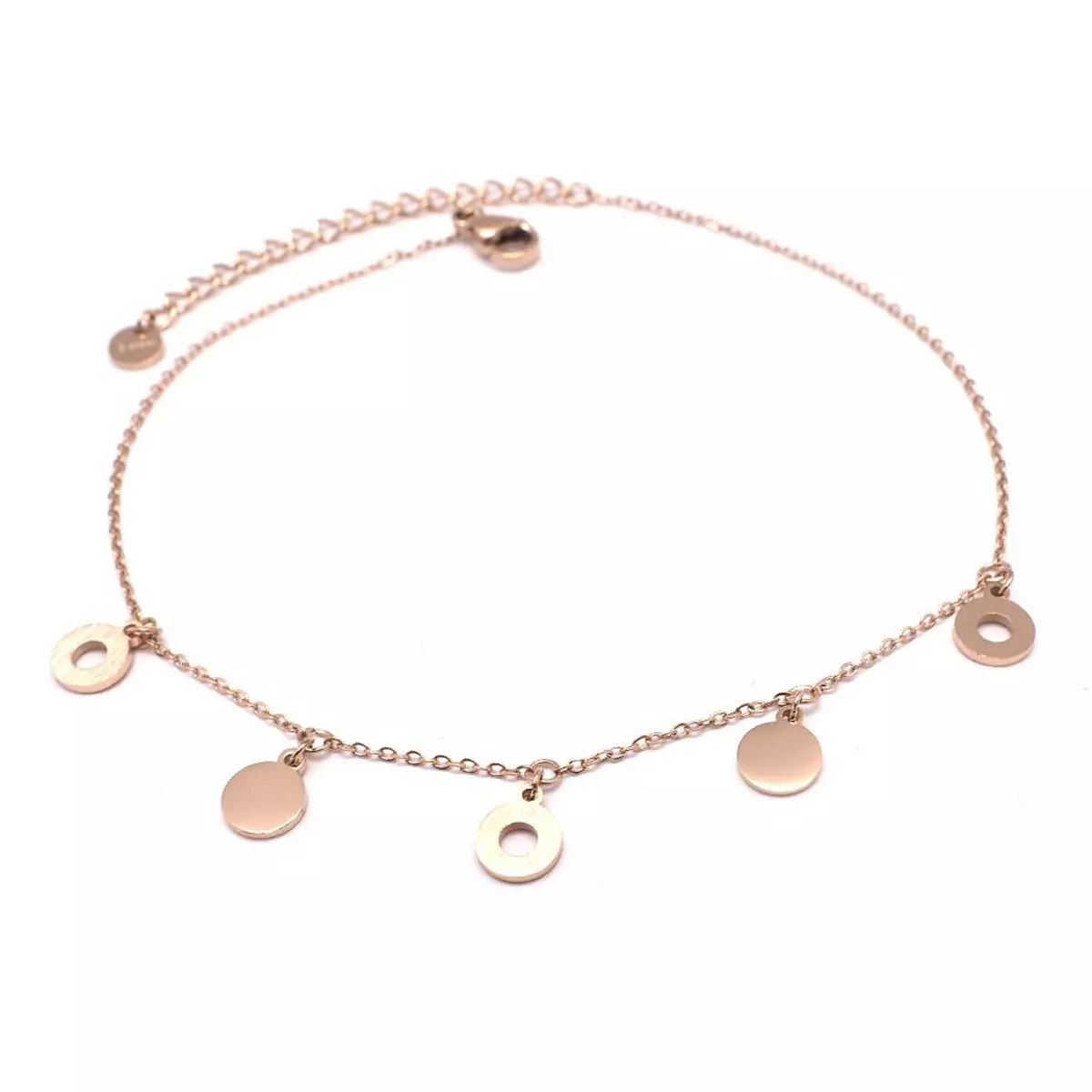 les trésors de lily Chaine cheville Acier 'Chorégraphie' doré rosé (gold pink) ronds 6 mm [Q0917]