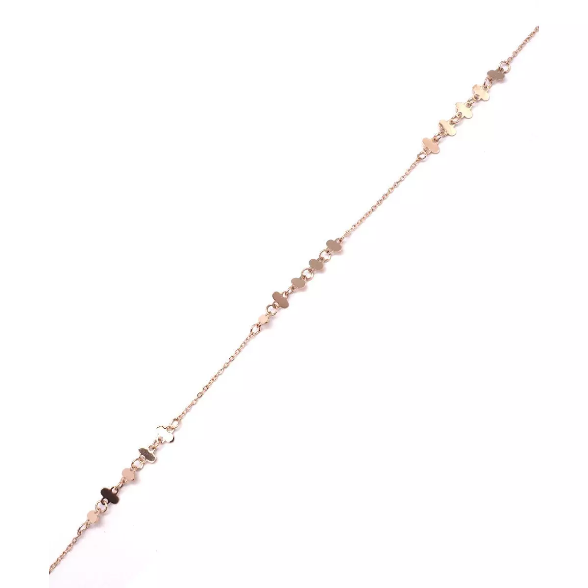 Les Trésors De Lily Chaine Cheville Acier 'Chorégraphie' Doré Rosé Trèfles 4x4 Mm [Q0921]