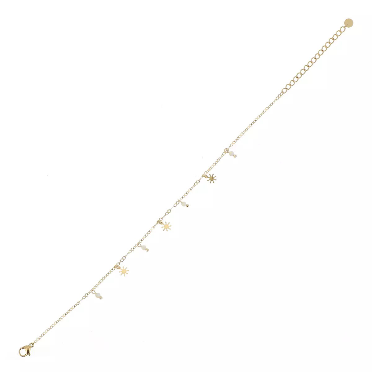 Les Trésors De Lily Chaine Cheville Acier 'Cléopatra' Beige Doré 25 Cm 6 Mm [R4489]