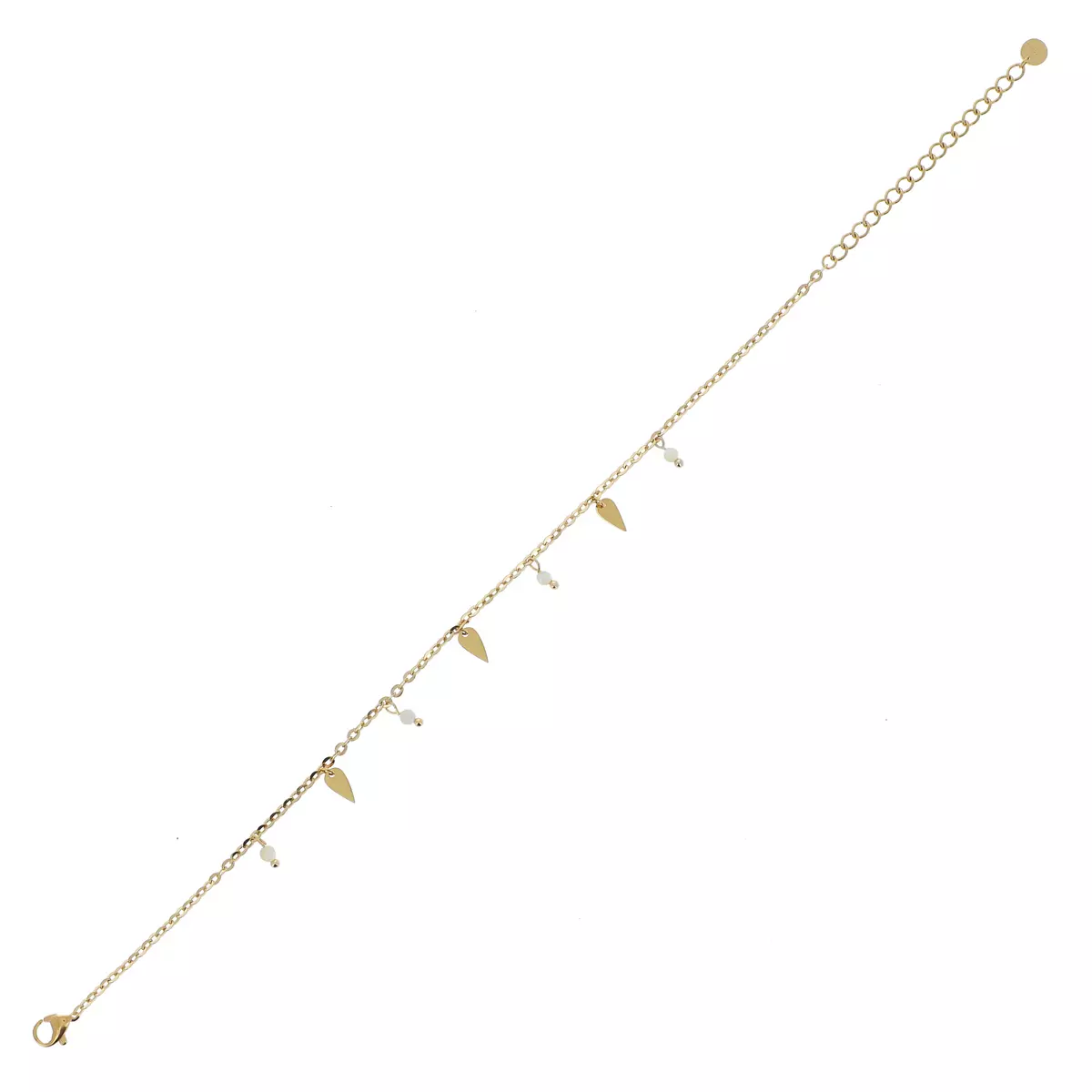 Les Trésors De Lily Chaine Cheville Acier 'Cléopatra' Beige Doré 25 Cm 7x4 Mm [R4494]
