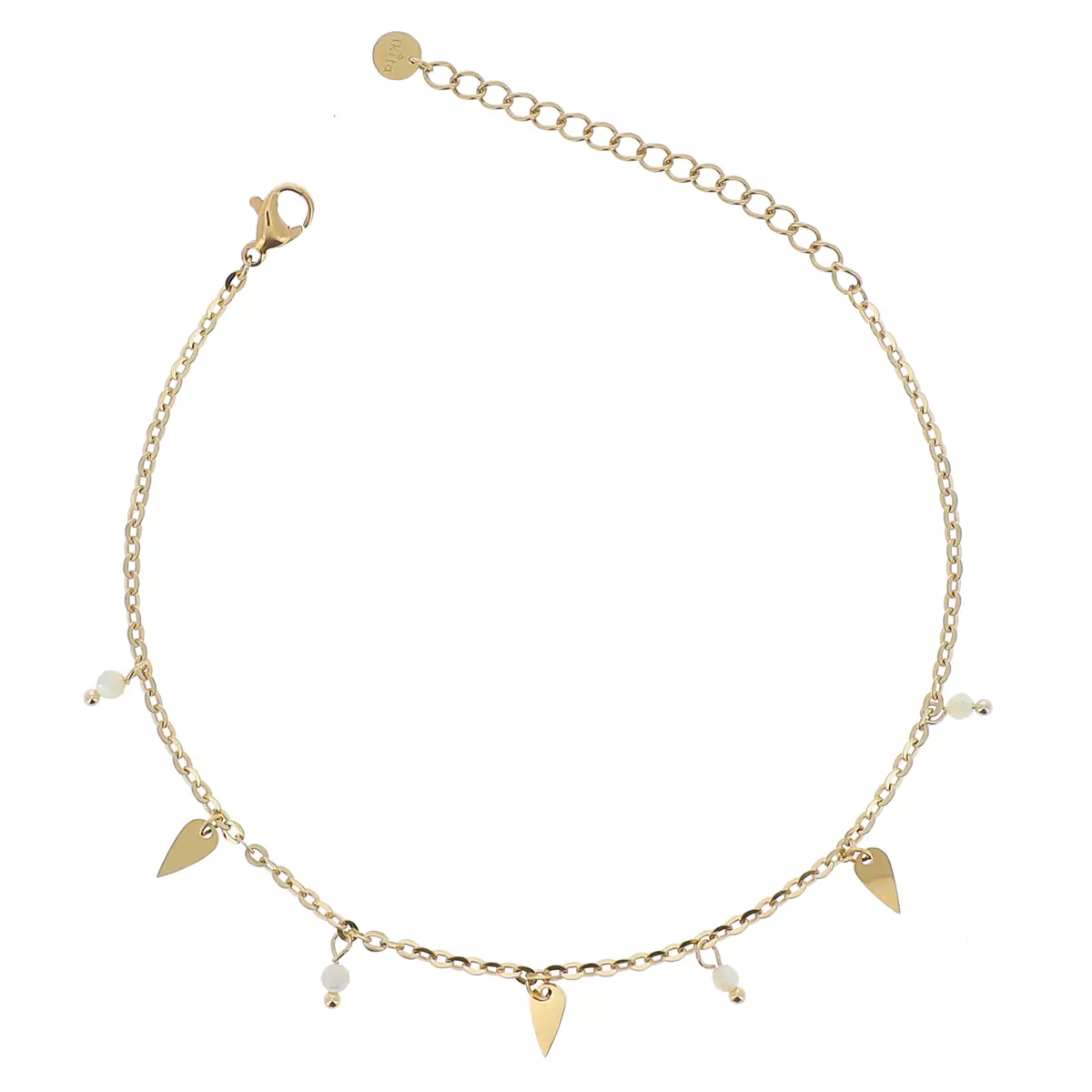les trésors de lily Chaine cheville Acier 'Cléopatra' beige doré 25 cm 7x4 mm [R4494]