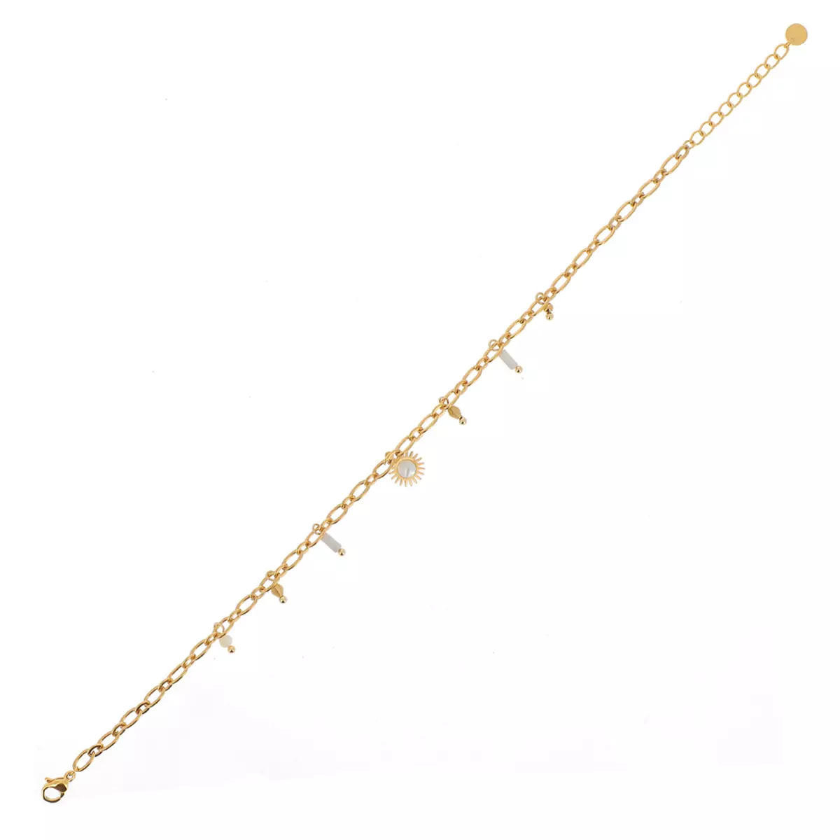 Les Trésors De Lily Chaine Cheville Acier 'Cléopatra' Blanc Doré 25 Cm 8 Mm (soleil) [R4493]