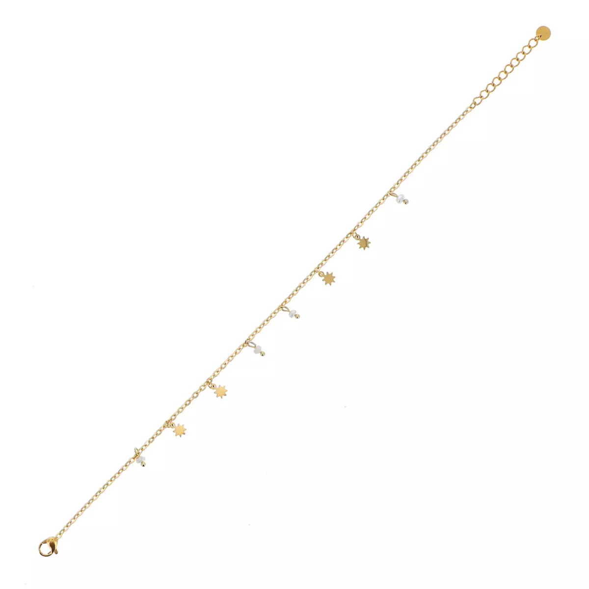 Les Trésors De Lily Chaine Cheville Acier 'Cléopatra' Blanc Doré (nacre) 25 Cm 5 Mm [R4492]